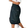 Czarna Spódnica Sznurków Dla Kobiet Wysoka Waist Patchwork Kieszonkowy Nieregularny Hem Dorywczo Spódnice Kobiet Modne Odzież 210531