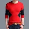 Осенняя зимняя мода бренда одежда мужские свитера дыхание Slim Fit Men Contrast Contrast Color Triked Sweater Men 210804