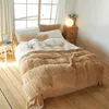 Sängkläder sätter långt hår päls sammet mjuk vinteruppsättning kashmir troende varm fleece täcke kudde säng sängkläder