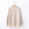 H.SA Koreansk tröja Button Up V Neck Casual Striped Knit Pullovers Fall Fashion Cashmere Pull Jumpers Feminino 210417