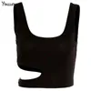 Femmes039S Tanks Camis Yiallen Slit Circle Chic Chic Ribbed Femmes Tops Stretchy Sans Skinny Vest Hollow Sexy Asymme5584824