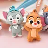 Schattige drie dimensionale sleutelhanger cartoon kat eekhoorn konijn lederen touw ornament sleutelhanger fun telefoon tas auto hanger sleutelhanger G1019