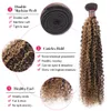 3 Bundels Dubbel inslag P4 27 Markering Krullend Braziliaans Human Hair Weave Extensions 100g / PCs