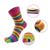 5 Pairs Combed Cotton Woman Five Finger Socks Rainbow Striped Good Quality Elastic Girl Harajuku Socks With ToesNovelty Brand 211204