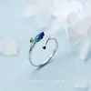 Мода красочные эмаль листья кольцо для женщин Real 925 серебро стерлингового серебра 925 открытыми регулируемыми пальцами ветви кольца изысканные украшения 210707