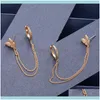 Stud Jewelrystud Cz Zircon Butterfly con pendientes de cadena para mujer Rose Gold Sier Plated Earring Female Ear Jewelry Gifts 1 Drop Delivery 20