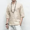 メンズTシャツMRGBサマーメンズTシャツ中国語スタイルの綿男性トップVネックルーズカジュアルメンズソリッドカラー服