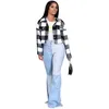 Colorção de cor xadrez checkered cópia colhida casaco jaqueta receita de inverno de queda para mulheres quentes espessas manga longa botões Slim Outwear 211029