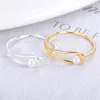 Eheringe Feine Perle Dünner Ring für Frauen Minimalistischer Basic-Stil Modeschmuck Goldfarbe Knuckle Damen Strandparty BFF
