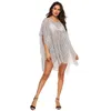 H80&S90 Regular And Plus Large Size Women Beach Kaftan Swimsuit Cover Up Lady Pareo Swimwear Loose Lace Perspective Female Sarongs