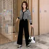 Autumn plus size women's clothing slimming age-reducing thinning covering meat suit two-piece fried street fashion 210412
