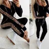 2Pcs Set Women Sport Tracksuit Zipper Hoodies Sweatshirt Pants Set Jogger Sport Wear Ladies Casual Sweat Autumn Streetwear Suit 210709