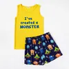 Summer Family Monster Letter Print Matching Pyjama Set (Vlambestendig) 210528