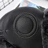 Winter Men's 100% Real Rex Raabit Fur Bomber Hat Ushanka Cap Trapper Russian Man Ski Hats Caps Real Sheepskin Leather