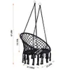 Chaise hamacs black swing hamacs max 330 lb suspendus chaises balançoires de corde de coton de coton pour intérieur et extérieur US STOCK A46 A39244R