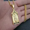 The Virgin Mary Madonna Necklace Stainless Steel Men's Antique Silver Gold Punk Mother of Christ Catholic Guadalupe Pendants Jewelry