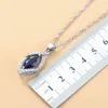 Set di gioielli da sposa con accessori da sposa in argento sterling 925 con set di bracciale e anelli blu in pietra naturale CZ 220113