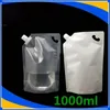 Bianco Trasparente 1000 ML/1L Sacchetti di imballaggio in piedi Beccuccio per bevande Custodia per bevande Liquido Succo Latte Caffè