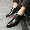 Fashio Black Brown Weave Pattern Oxfords For Men 2021 British Elegant Party Wedding Shoes Male Semi-formal Footwear Size 38-44