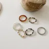 Mulheres moda colorida multicolor transparente resina acrílico anel fofo meninas festa jóias anéis conjunto