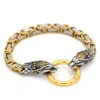 Never Fade Viking Dragon Head Bracelets Men Gold Stainless Steel King Chain Snake Wristband Nordic Amulet Punk Male Jewelry Gift