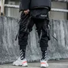 Ribbons Multi Fickor Cargo Pants Harajuku Casual Track Byxor Streetwear Techwear Byxor Joggare Cyberpunk Mäns Kläder 211119