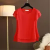 Blusas femininas Camisas Chiffon Camisa Fêmea Blusa de Manga Curta Plus Size 6XL Top e Verão Mulheres O-pescoço Loose 488