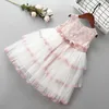 2-7 anni Vestito da ragazza di alta qualità estate carino fiocco fiore capretto abbigliamento per bambini festa formale principessa 210615