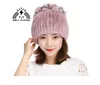 fashion Women fur hat for winter natural rex rabbit cap russian female headgear brand warm beanies 211229