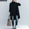 Dimanaf herfst winter trui vrouwen kleding warme hoodies sweatshirts losse katoenen gebreide dikkere tops turtleneck rood zwart 210816