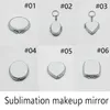 Sublimering fickspegel metall vikning kosmetiska speglar oval kvadratisk mini bärbar smink prydnad