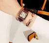 Vintage Female Watch Strass -Stone Modestudent Quarz Uhr Watches Real Leder Belt Square Diamond Inset Mineralglas Frauen Armbanduhren neuester Stil