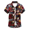 45kg-120kg Sommar Mäns tropisk Hawaiian Shirt Casual Button Down Short Sleeve Svart Vit Tryckt skjortor 5XL 6XL 7XL 210528