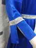 민족 의류 블루 / 퍼플 솔리드 컬러 커프스 스플릿 무슬림 Jubba Thobe for Women Roves 허리띠가있는 슬림 2021 이슬람교