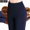 Winter warme Frauen Bleistift Hosen Candy Farbe Hohe Elastizität Weibliche Dünne Hosen Weibliche Hosen Leggings Plus Größe S-6XL 211124