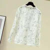 Print Shirt Long Sleeve Women Tops Autumn Floral Chiffon Blouse Casual Stand Collar Clothes Pullover 11147 210512