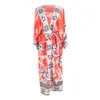 Bohemian Floral Printed Beachwear Vintage Kimono Holiday Bikini Cover Up Robe de Plage Sarong Beach Swimsuit Cover-Ups