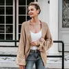 Mulheres soltas Cardigãs Cardigãs Oversized Lanterna Lanterna Coração Crochet Jumper Outono Inverno Feminino De Tricô Casacos Cardigan 210414