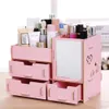 Wooden Storage Box With Mirror 26.5x14.5x19CM Jewelry Container Makeup Organizer Case Handmade DIY Assembly Cosmetic Organizer Wood