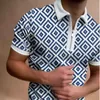 Letnie mody patchwork z krótkim rękawem dla mężczyzn Slim Polo Shirt Casual Men's Town Cllar Zip-up koszulki Polo 220308