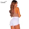 Liooil Black White Red Denim Shorts Cotton High Waisted Button Pockets Skinny Women Summer Sexy Jean 210719