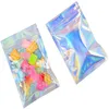 100 unids/lote bolsas resellables a prueba de olores bolsa de papel de aluminio bolsa de embalaje holográfica láser para almacenamiento de alimentos café té