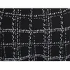 Vintage Winter Black Plaid Tweed Skirt Women Midi Long High Waist A-line Knitted Office Ladies Plus Size Slim Work Clothes 210421