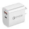 Chargeur rapide QC 3.0 PD 18W Type-C Port USB C EU US UK AU Plug Adaptateur de charge rapide et sûr Chargeurs muraux pour la maison