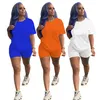 New Summer outfits Women jogging suits plus size tracksuits short sleeve T shirts + shorts pants two piece set black sportswear casual letter sweat suit 4834