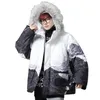 Varm tjocka män Parka Jackor Mode Print Mäns Vinter Faux Fur Hood Coat Puffer Male Jackor Snow Mountain Plus Storlek 5XL 211104