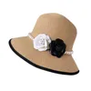 Brede rand hoeden formeel wit zwart bloempapier strohoed parels band vilt dames bruiloft fedora varkens trilby delm22