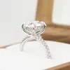 Anelli a grappolo Moda 2Ct Taglio a cuscino Diamante Matrimonio Fidanzamento per le donne Anello in argento sterling 925 massiccio reale Regalo di gioielli con topazio fine