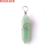 WOJIAER Natural Charms GemStones Wire Wrap Bullet Hexagonal Pendant Pointed Reiki Chakra Healing Beads Amethyst White Opal Men Women Jewelry BO946