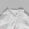 Twotwinstyle韓国の縞模様のレディースシャツラペルカラーパフスリーブゆるい非対称カジュアルブラウス女性ファッション210401